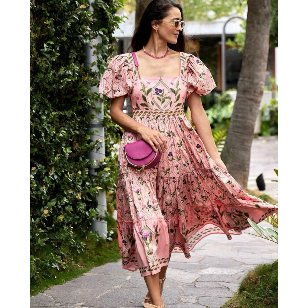Agua by Agua Bendita Pacifico Pink Midi Dress Size Small - Picture 4 of 8